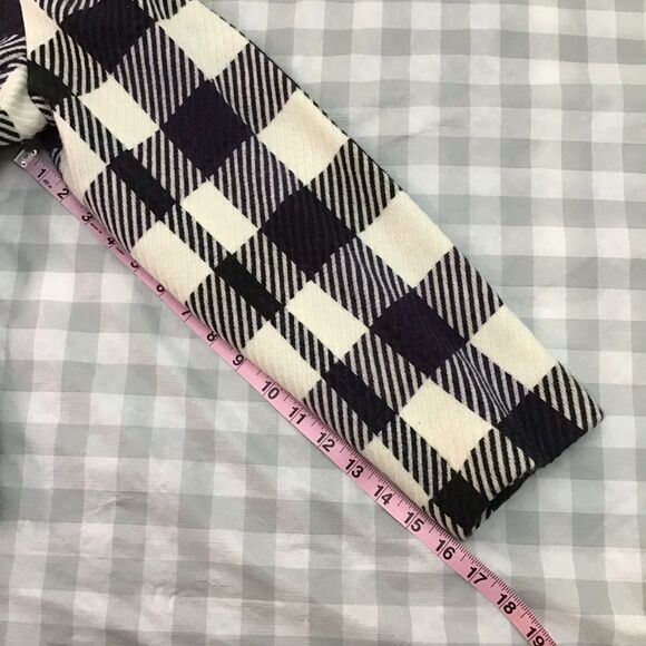 INSIGHT blazer acrylic blend wool tweed plaid ecru checker white black purple 16 - Picture 11 of 14